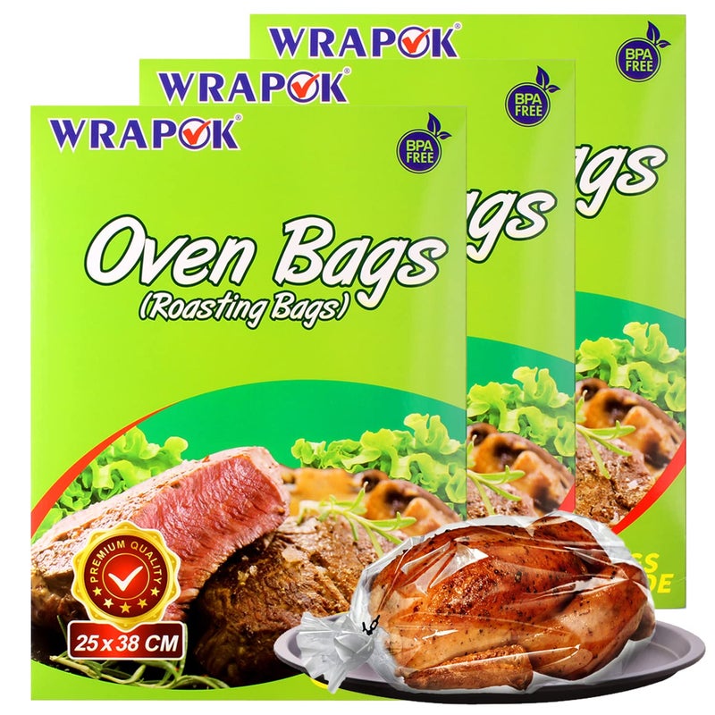 WRAPOK Oven Cooking Bags Small Size Roasting Baking Bag for Meats Ham Ribs Poultry Seafood on Thanksgiving, 10 x 15 Inch - 24 Bags Total(Pack of 3) - Image 1
